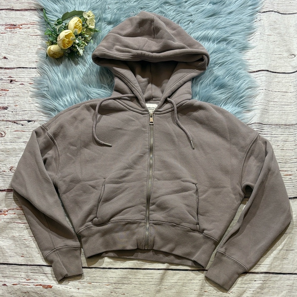 Abercrombie & Fitch Soft A&F Collection Fleece Taupe Zip Up sz XXS